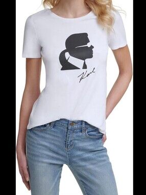 Karl Lagerfeld White Graphic Logo Tee XS